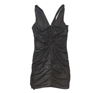 Y2K VTG Charlotte Russe Dress Black Floral Lace Party Club Whimsigoth Small Mini